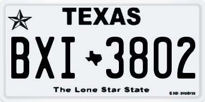 TX license plate BXI3802