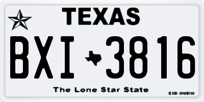 TX license plate BXI3816