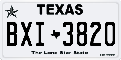 TX license plate BXI3820