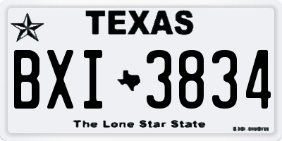 TX license plate BXI3834