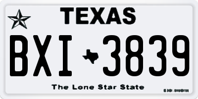 TX license plate BXI3839