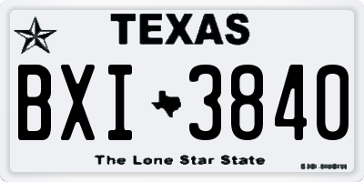 TX license plate BXI3840