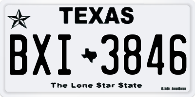 TX license plate BXI3846
