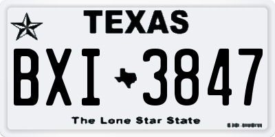 TX license plate BXI3847