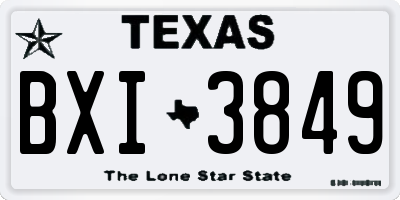 TX license plate BXI3849