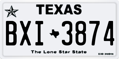 TX license plate BXI3874
