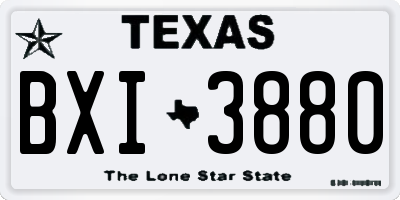 TX license plate BXI3880