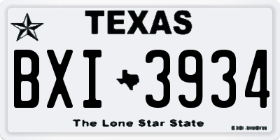 TX license plate BXI3934