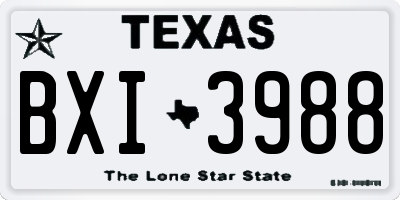 TX license plate BXI3988