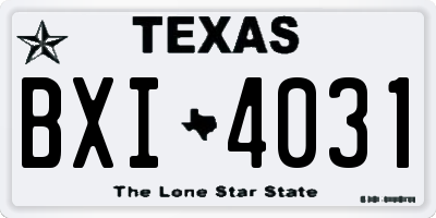 TX license plate BXI4031