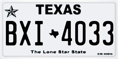 TX license plate BXI4033