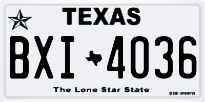 TX license plate BXI4036