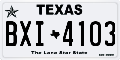 TX license plate BXI4103