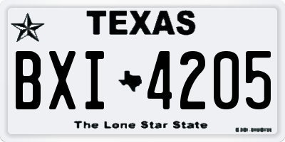 TX license plate BXI4205