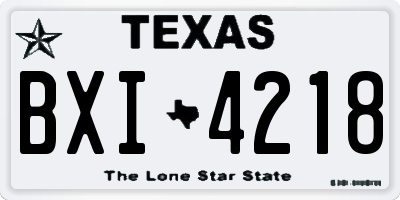 TX license plate BXI4218