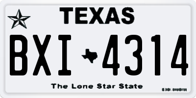 TX license plate BXI4314