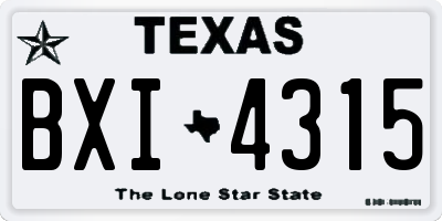 TX license plate BXI4315