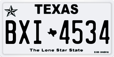 TX license plate BXI4534