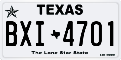 TX license plate BXI4701