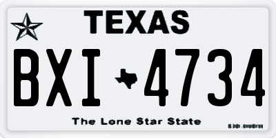 TX license plate BXI4734