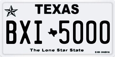 TX license plate BXI5000