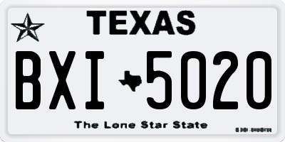 TX license plate BXI5020