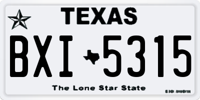 TX license plate BXI5315