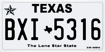 TX license plate BXI5316