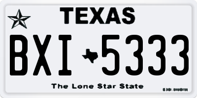 TX license plate BXI5333