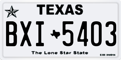 TX license plate BXI5403