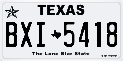 TX license plate BXI5418