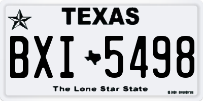 TX license plate BXI5498