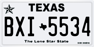 TX license plate BXI5534