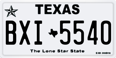TX license plate BXI5540