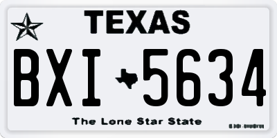 TX license plate BXI5634