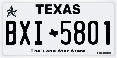 TX license plate BXI5801