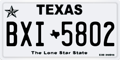 TX license plate BXI5802
