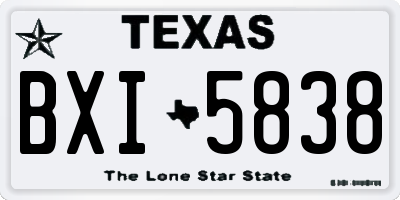 TX license plate BXI5838