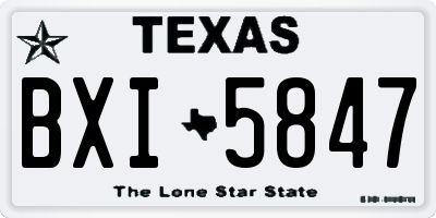 TX license plate BXI5847