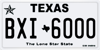 TX license plate BXI6000