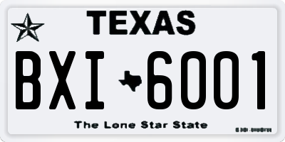TX license plate BXI6001