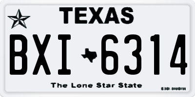 TX license plate BXI6314