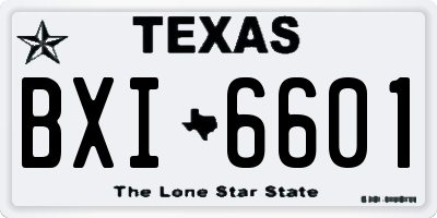 TX license plate BXI6601