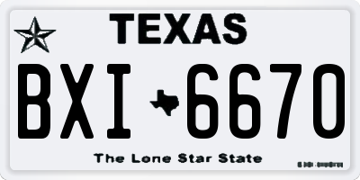 TX license plate BXI6670