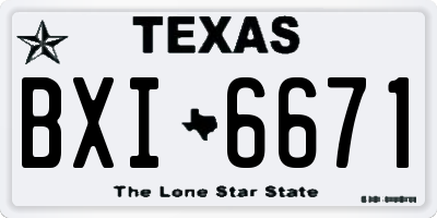 TX license plate BXI6671