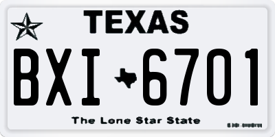 TX license plate BXI6701