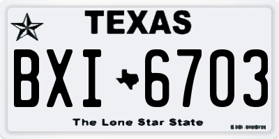 TX license plate BXI6703