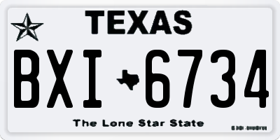TX license plate BXI6734