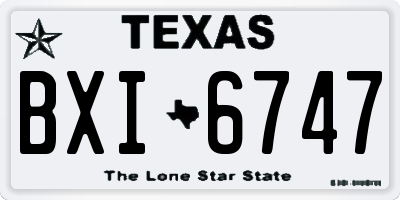 TX license plate BXI6747