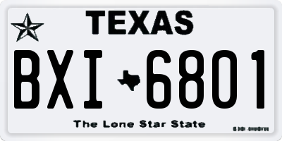 TX license plate BXI6801